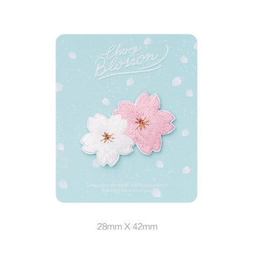 Blush & White Cherry Blossom Embroidered Patches - Multiple Designs Available - CheerCove