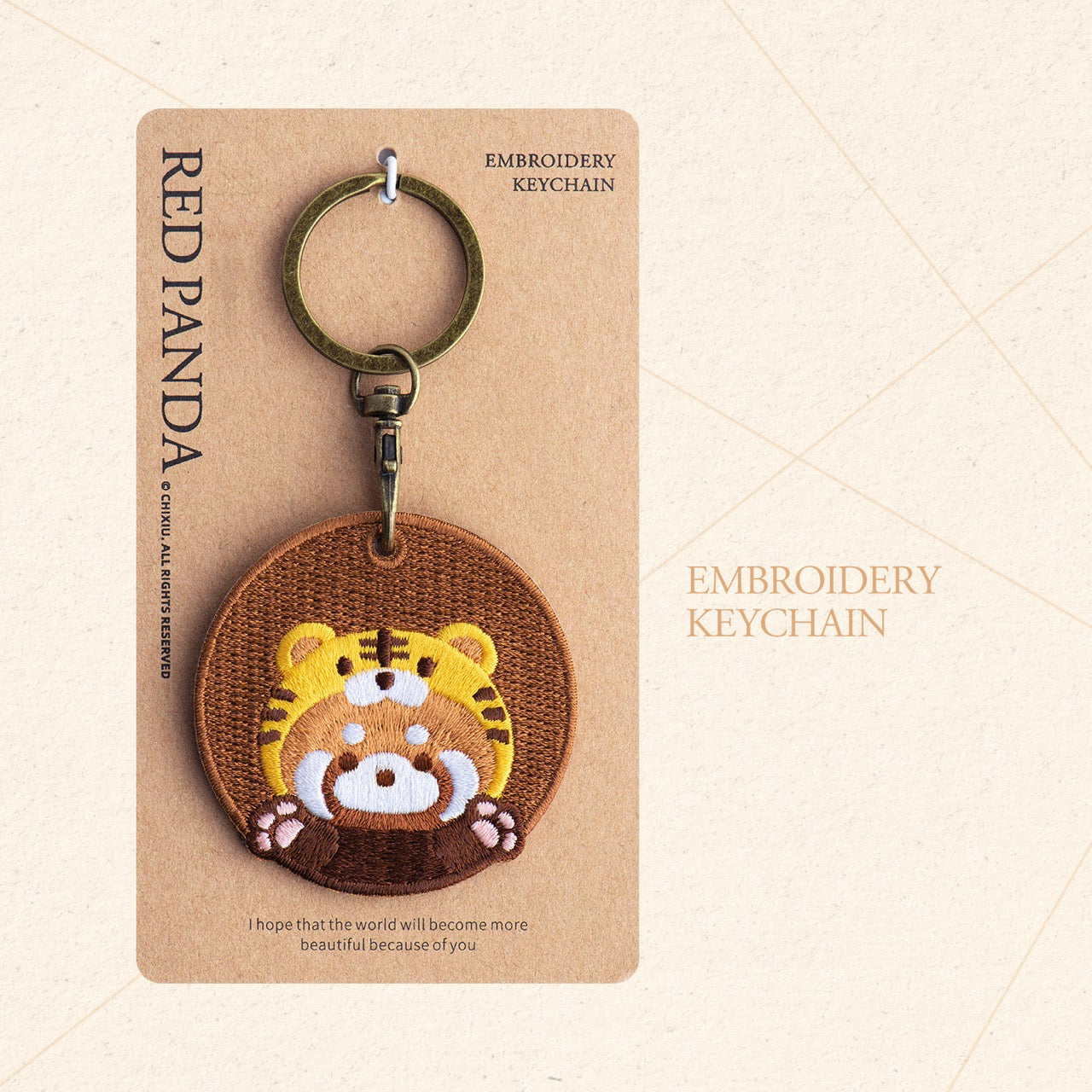 Lovely Double-Sided Embroidered Red Panda Charms