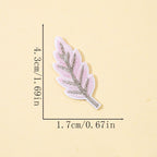 pink leaf embroidered stick-on patch with silver metallic vein detail