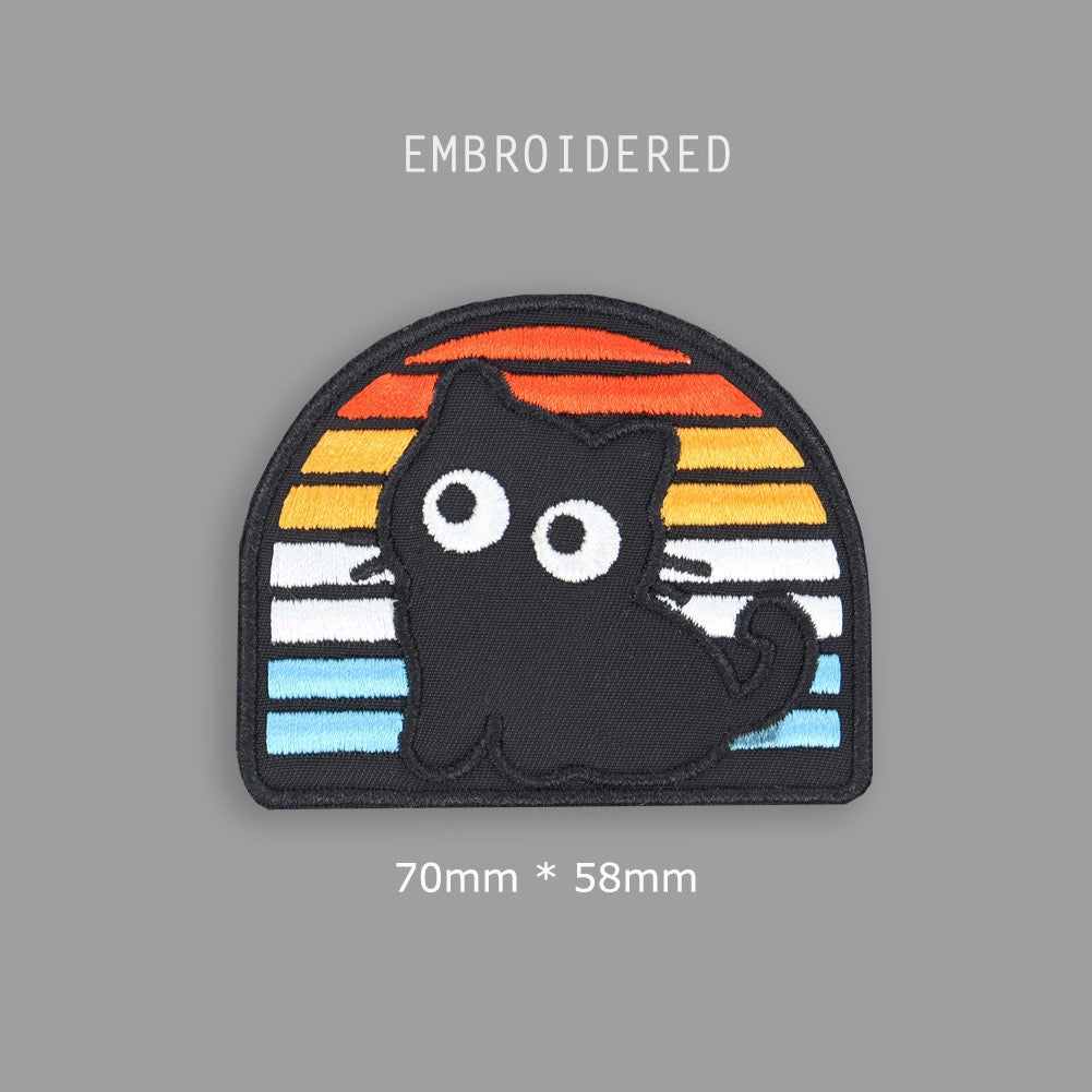 Black Cat in Rainbow Window Patches(Stick-On)