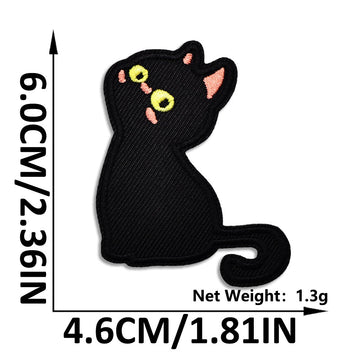 side-glance peek void cat whimsical embroidered stick-on patch