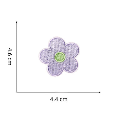 lilac and sage pastel macaron flower embroidered stick-on patch