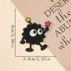 waving soot sprite embroidered patch with red and yellow stars