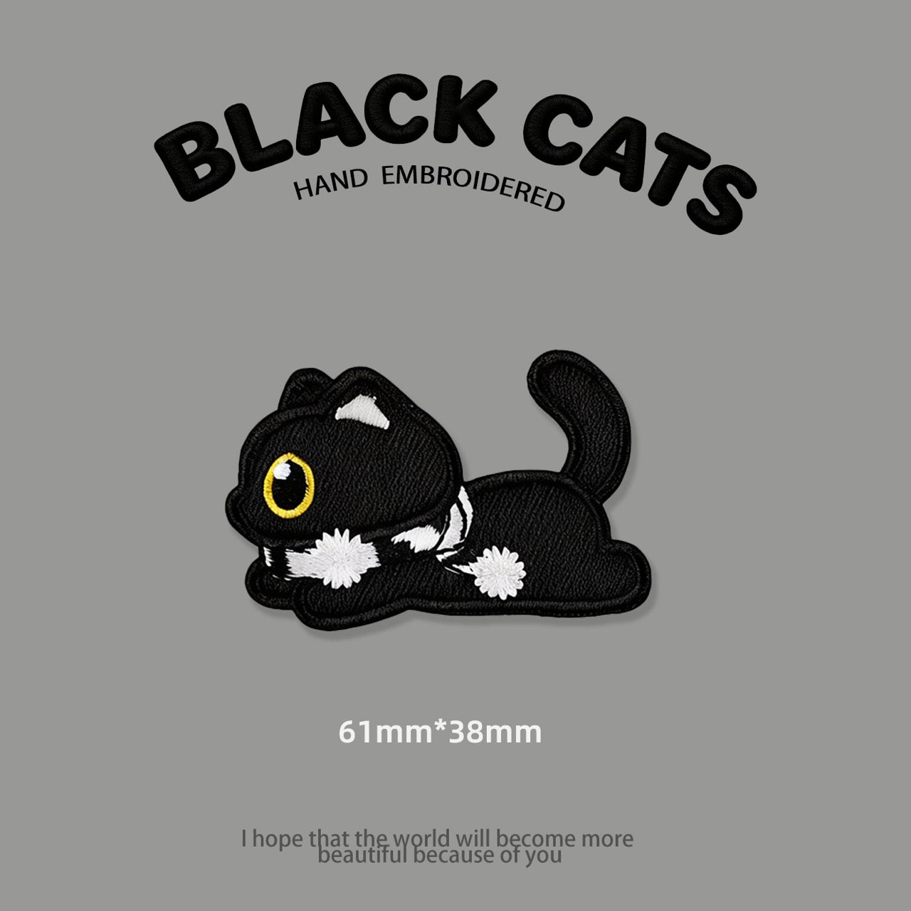 Scarf-Wearing Black Cat Patches (Stick-On)
