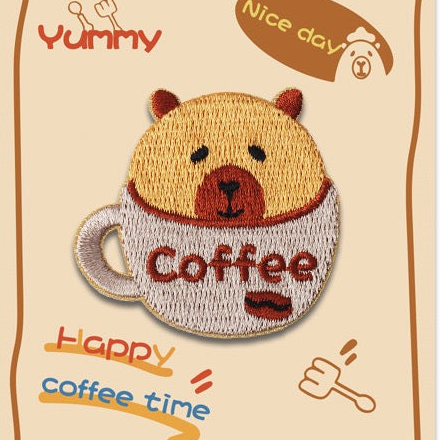 Happy Capybara Coffee Time Patches(Stick-On) - CheerCove