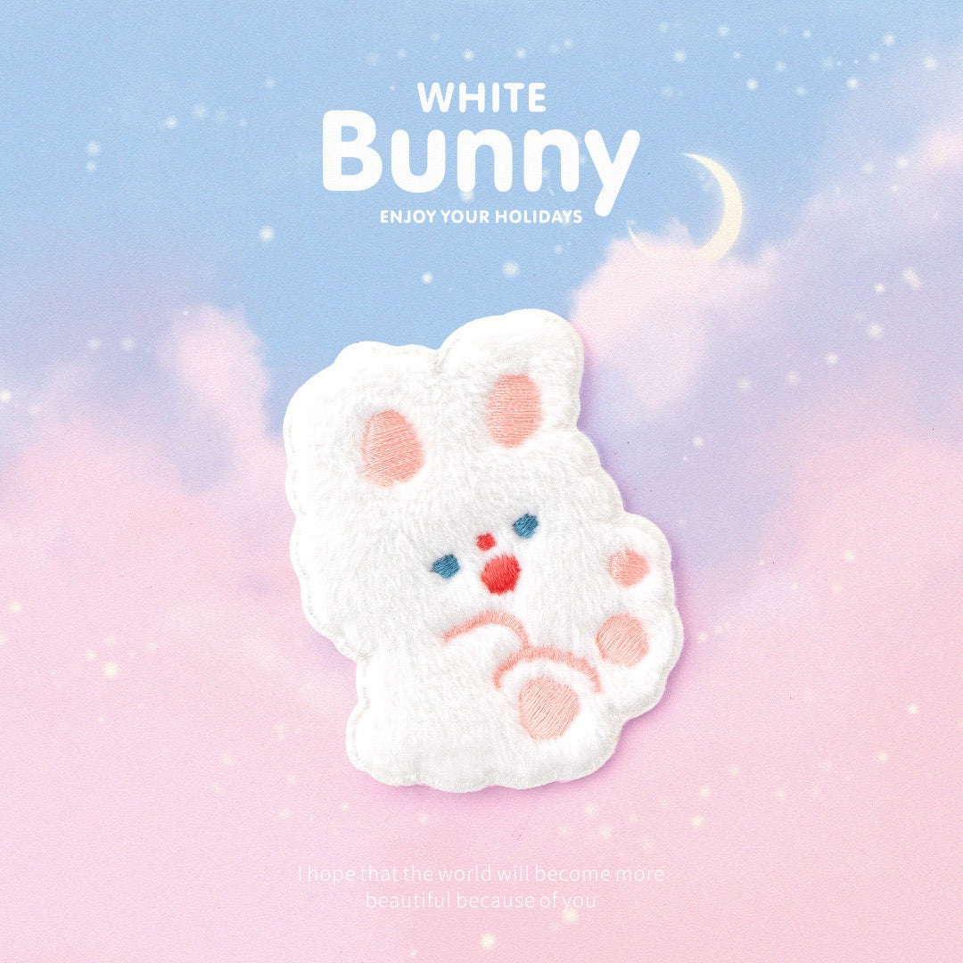 White Bunny Embroidered Patches - Multiple Designs Available - CheerCove