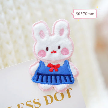 bunny in japanese sailor uniform plush embroidered stick-on patch