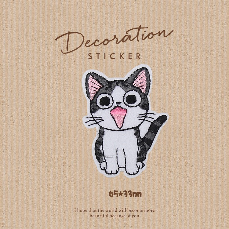 Cheese-Loving Cat Patches (Iron-On)