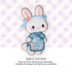 turquoise qipao bunny with pink blossom detail embroidered patch