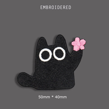 Black Cat with Pink Patches(Stick-On)