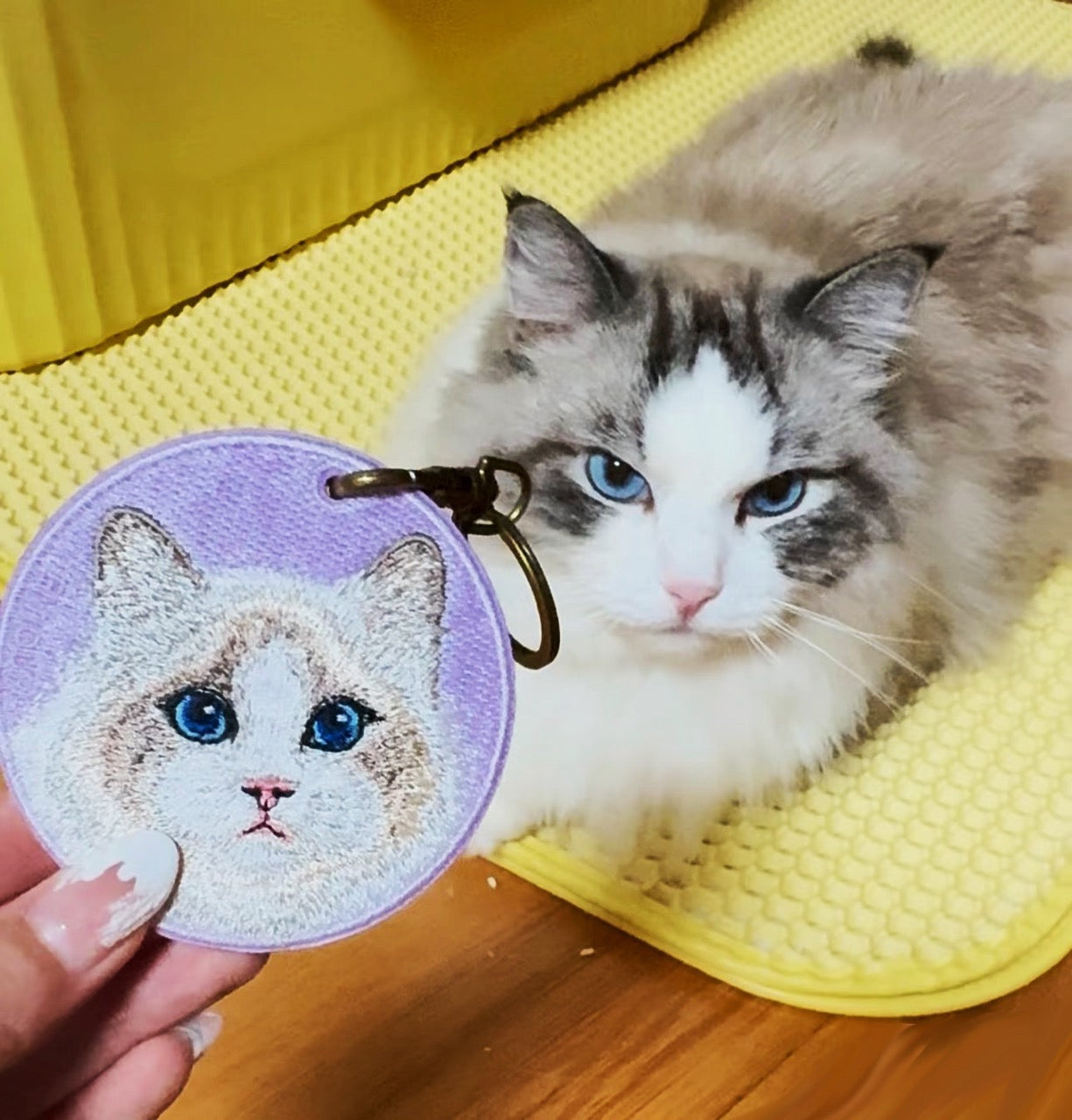 Cute Double-Sided Embroidered Cat Charms