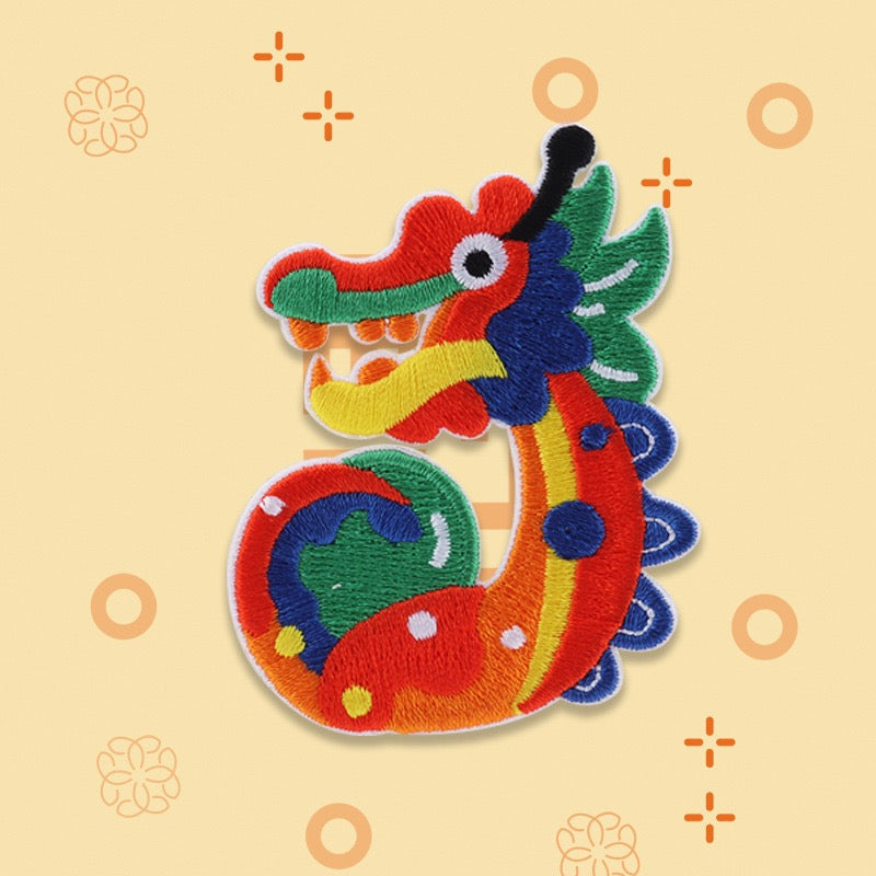 Twin Chinese Dragons Embroidered Patches - Multiple Designs Available - CheerCove