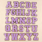 6-Color Suede Gold Trim Alphabet Patches (Iron-On)