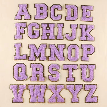 6-Color Suede Gold Trim Alphabet Patches (Iron-On)