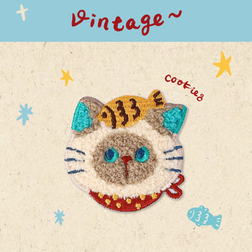 taiyaki siamese cat chenille embroidered stick-on patch