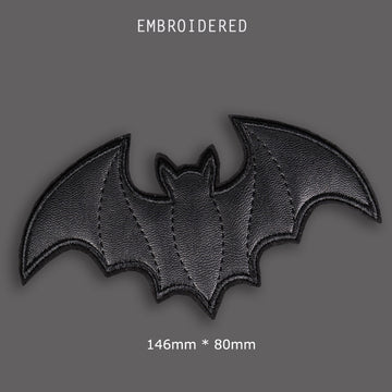 Black Faux Leather Bat Embroidered Patches - CheerCove