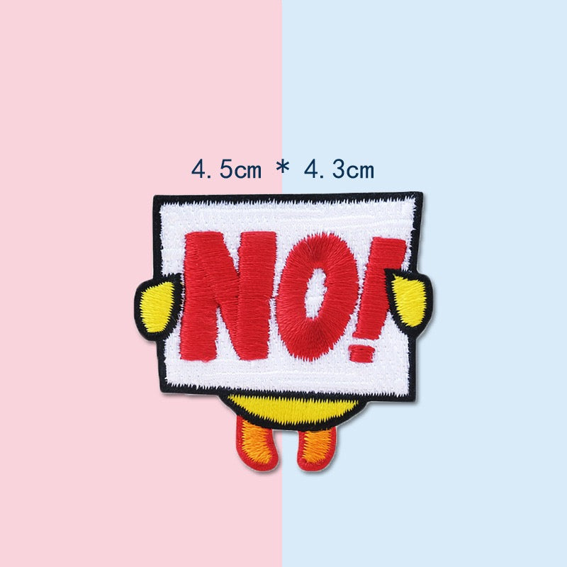 yellow duck saying NO embroidered stick-on patch