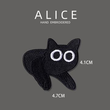 Big-Eyed Black Cat Patches(Stick-On)