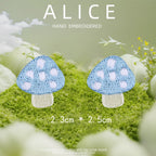 blue polka dot mushroom pair embroidered stick-on patch