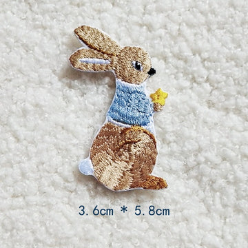 bunny floating with a golden star embroidered stick-on patch
