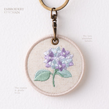 hydrangea botanical double-sided embroidered keychain charm