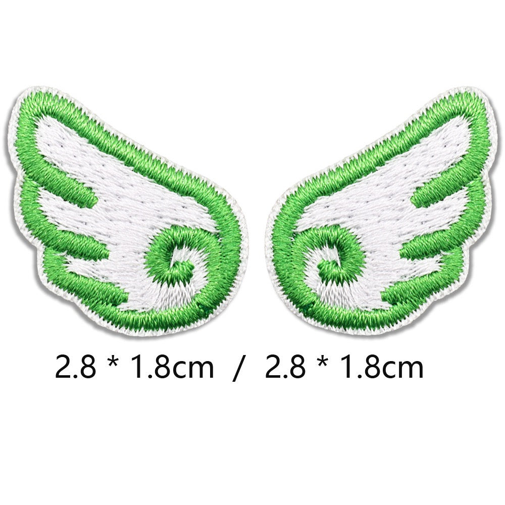 fresh mint mini angel wings embroidered stick-on patch