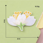 single jasmine bloom elegant floral embroidered stick-on patch