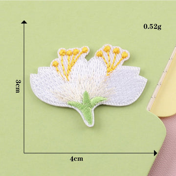 single jasmine bloom elegant floral embroidered stick-on patch