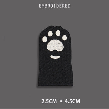 black cat paw embroidered stick-on patch