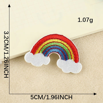 happy cloud and rainbow accent embroidered stick-on patch