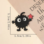 spiky dust bunny embroidered stick-on patch with red star