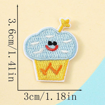 smiling cupcake with star pastel sweet treats embroidered stick-on patch