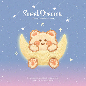 Sweet Dream Rabbit and Bear Embroidered Patches - Multiple Designs Available - CheerCove