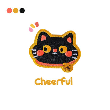 cheerful lucky black cat kawaii embroidered stick-on patch