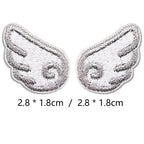 pure silver mini angel wings embroidered stick-on patch