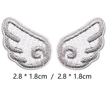 pure silver mini angel wings embroidered stick-on patch