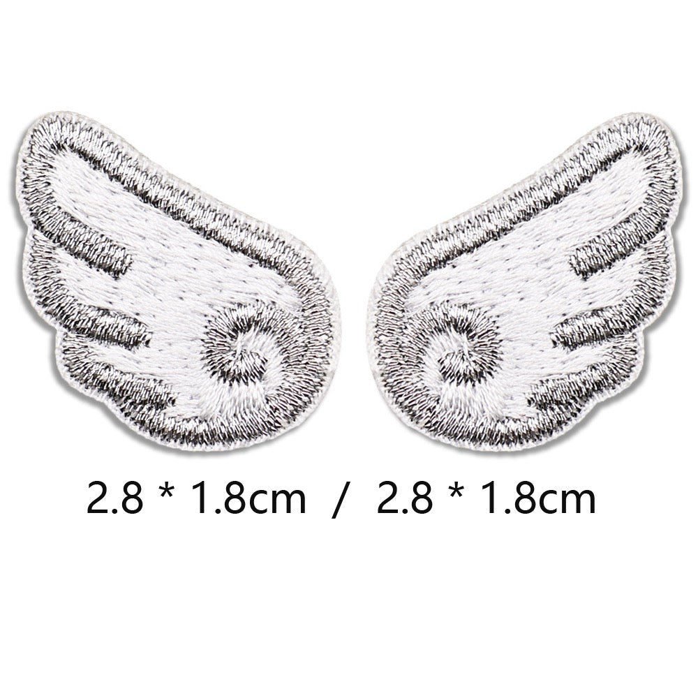 pure silver mini angel wings embroidered stick-on patch