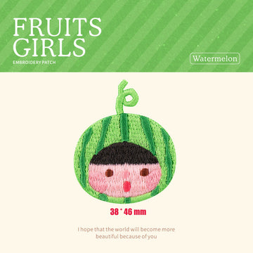 summer watermelon girl kawaii embroidered stick-on patch