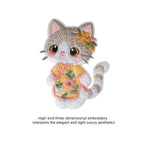 yellow blossom cheongsam tabby cat 3D embroidered stick-on patch