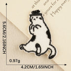 gentleman cat in top hat kawaii black and white embroidered stick-on patch