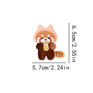 Red Panda with Boba Tea Embroidered Patches - Multiple Designs Available - CheerCove