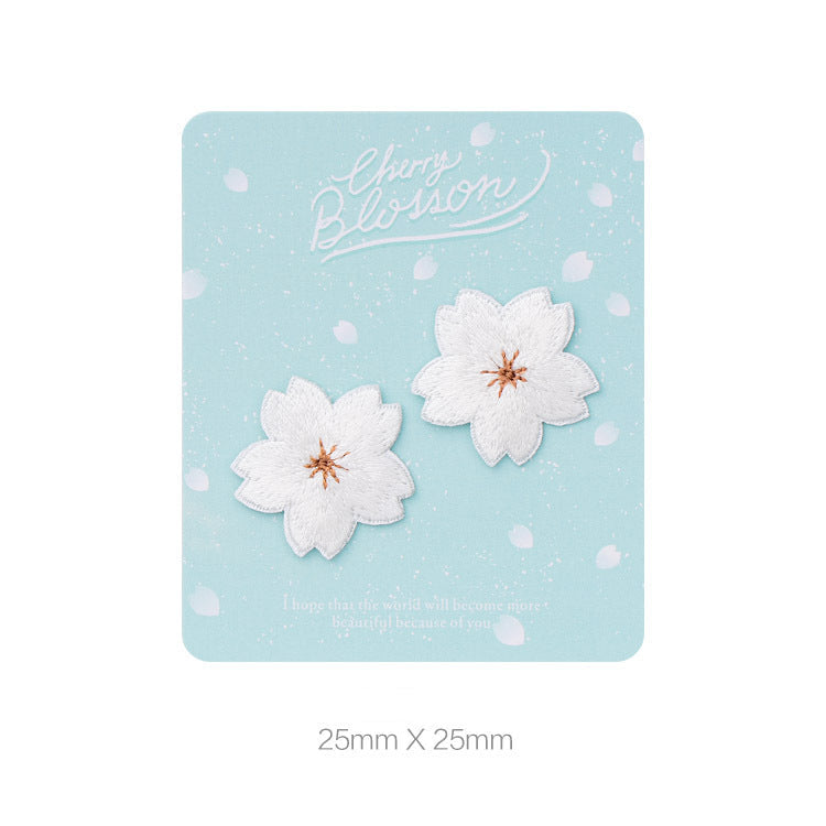 Blush & White Cherry Blossom Embroidered Patches - Multiple Designs Available - CheerCove