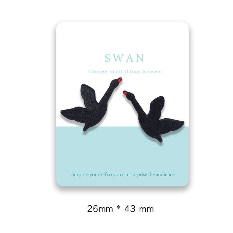 Black & White Swan Embroidered Patches - Multiple Designs Available - CheerCove