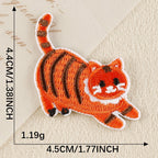 stretching orange tabby tiger style whimsical embroidered stick-on patch