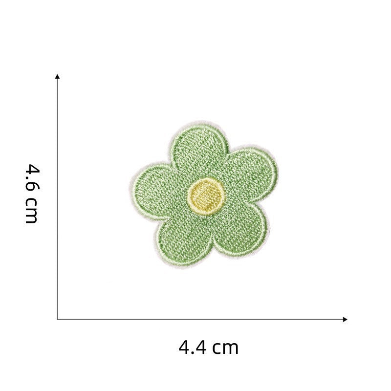 matcha and butter pastel macaron flower embroidered stick-on patch