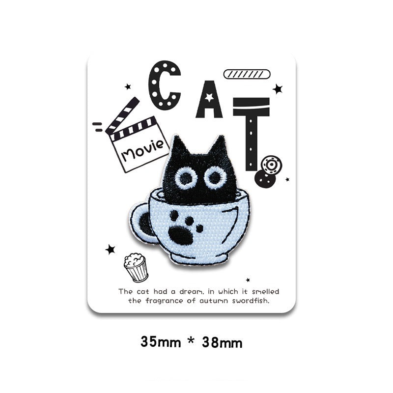 Cat in Cup Embroidered Patches - Multiple Designs Available - CheerCove