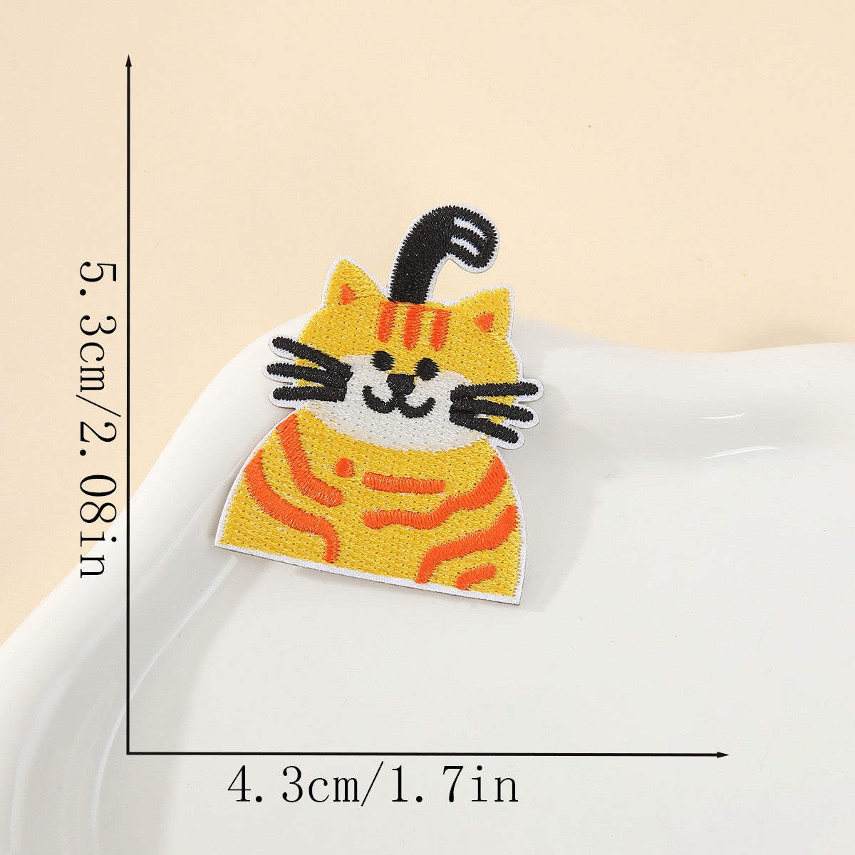 artistic ginger tabby whimsical dapper embroidered stick-on patch