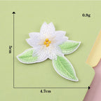 jasmine flower with green leaves elegant floral embroidered stick-on patch