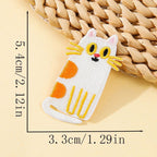 sitting white and ginger calico derpy cat embroidered stick-on patch