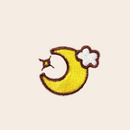 crescent moon with star and cloud dreamy celestial embroidered stick-on patch poster